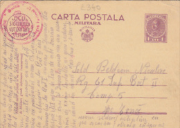 9168- KING CHARLES 2ND, MILITARY POSTCARD STATIONERY, CENSORED, 1940, ROMANIA - Cartas De La Segunda Guerra Mundial