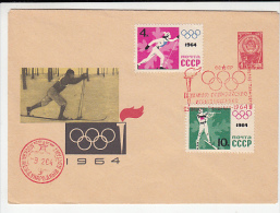 9217- INNSBRUCK'64 WINTER OLYMPIC GAMES, SKIING, BIATHLON, COVER STATIONERY, 1964, RUSSIA - Winter 1964: Innsbruck