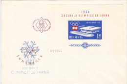 693FM- INNSBRUCK'64 WINTER OLYMPIC GAMES, COVER FDC, 1964, ROMANIA - Winter 1964: Innsbruck