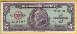 CUBA - Billet De 5 Pesos. 1960. Pick: 92a. TTB+ - Kuba