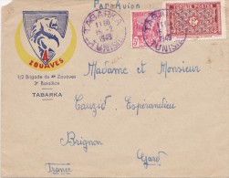 TUNISIE  BUREAU DE TABARKA    ZOUAVES  1949 - Cartas & Documentos