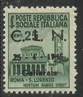 ITALY ITALIA 1945 CLN GALLARATE MONUMENTS DESTROYED OVERPRINTED MONUMENTI DISTRUTTI SOPRASTAMPATO CENT. 25 MNH - Comitato Di Liberazione Nazionale (CLN)