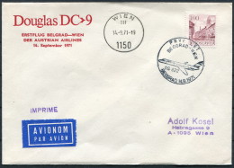 1971 Serbia Belgrade - Austria Wien Douglas DC 9 Austrian Airlines First Flight Cover - Luftpost