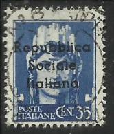 EMISSIONI LOCALI TERAMO 1944 SOPRASTAMPATO D´ ITALIA ITALY OVERPRINTED  CENT. 35  ANNULLATO USED - Emissions Locales/autonomes