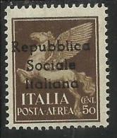 EMISSIONI LOCALI TERAMO 1944 SOPRASTAMPATO D´ ITALIA ITALY OVERPRINTED AEREA AIRMAIL CENT. 50 MNH - Emisiones Locales/autónomas