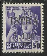 OCCUPAZIONE JUGOSLAVIA YUGOSLAVIA ISTRIA 1945 SURCHARGE ITALY SOPRASTAMPATO ITALIA LIRE 1 SU 50 CENTESIMI MNH - Yugoslavian Occ.: Istria