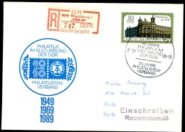 DDR PP21 C1/001 Privat-Postkarte EINSCHREIBEN SONDER-R-MARKE Magdeburg 1989 - Labels For Registered Mail