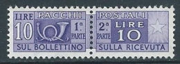 1955-79 ITALIA PACCHI POSTALI STELLE 10 LIRE MNH ** - JU59 - Paketmarken