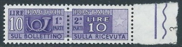 1955-79 ITALIA PACCHI POSTALI STELLE 10 LIRE MNH ** - JU63 - Paketmarken