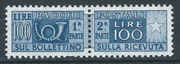 1955-79 ITALIA PACCHI POSTALI STELLE 100 LIRE MNH ** - JU59-3 - Paketmarken