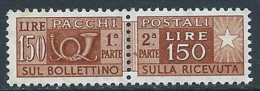 1955-79 ITALIA PACCHI POSTALI STELLE 150 LIRE MNH ** - JU59-6 - Postal Parcels