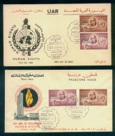 EGYPT / 1958 / PALESTINE / GAZA  / HUMAN RIGHTS / 2 FDCS WITH DIFFERENT ILLUSTRATIONS / VERY RARE - Palestina