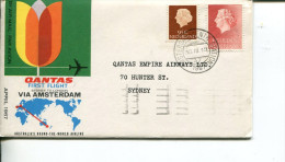 (149) QANTAS First Flight Sydney To London Via Amsterdam - 1967 - Primeros Vuelos