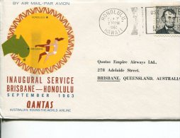 (149) QANTAS First Flight Brisbane To Honolulu- 1963 - Premiers Vols