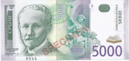 Serbia 5000 Dinara 2003. UNC  SPECIMEN - Servië