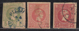 3 Greece Stamps Used 1886, Imperf., As Scan - Oblitérés