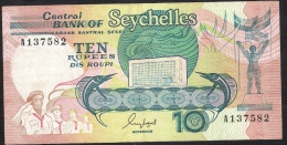 SEYCHELLES    P32   10   RUPEES    1989 #A FIRST PREFIX !      VF-XF ! - Seychellen