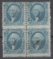 United States    Scott No.  R11c    Used     Year 1862    Block Of 4 - Fiscal