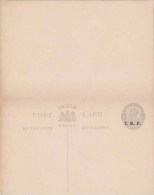 Indian Expeditionary Force, I.E.F Overprint On Br India King George V 1/4 An Reply Postal Stationery Card, Mint India - 1882-1901 Impero