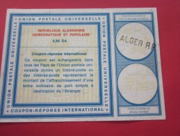 UPU Entiers Postaux Coupon-réponse Union Postale Universelle ALGER RP République Algérienne Dem & Populaire >0.80 - Coupons-réponse