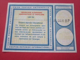 UPU Entiers Postaux Coupon-réponse Union Postale Universelle ALGER RP République Algérienne Dem & Populaire >0.80 - Antwoordbons