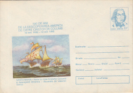 9293- CHRISTOFOR COLUMBUS, EXPLORER, SANTA MARIA SHIP, COVER STATIONERY, 1992, ROMANIA - Cristóbal Colón