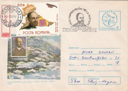 9298- IULIU POPPER, EXPLORER, TIERRA DEL FUEGO, REGISTERED COVER STATIONERY, 1987, ROMANIA - Explorers