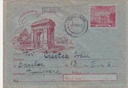 9338- BUSS, TROLLEY BUSS, BUCHAREST ARCH OF TRIUMPH, COVER STATIONERY, 1964, ROMANIA - Bus