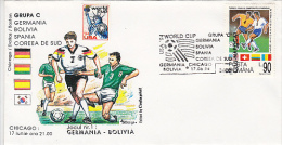 9447- USA'94 SOCCER WORLD CUP, GERMANY- BOLIVIA GAME, SPECIAL COVER, 1994, ROMANIA - 1994 – USA