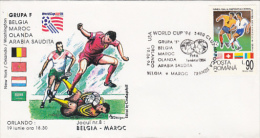 9454- USA'94 SOCCER WORLD CUP, BELGIUM- M0ROCCO GAME, SPECIAL COVER, 1994, ROMANIA - 1994 – Estados Unidos