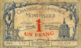 Montpellier - Un Franc 1919 - Chamber Of Commerce