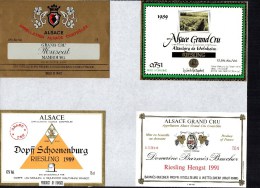 ALSACE - Grand Cru X 4 -  ( Etiquette Légèrement Collée Sur Feuille D´expo.) - Gewurztraminer