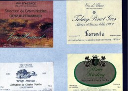 ALSACE - Grains Nobles X 4 -  ( Etiquette Légèrement Collée Sur Feuille D´expo.) - Gewurztraminer