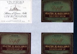 ALSACE - Grains Nobles X 4 -  ( Etiquette Légèrement Collée Sur Feuille D´expo.) - Gewurztraminer