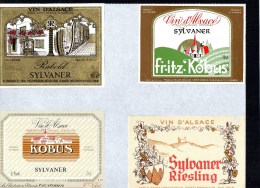 ALSACE - Sylvaner X 4 -  ( Etiquette Légèrement Collée Sur Feuille D´expo.) - Gewurztraminer