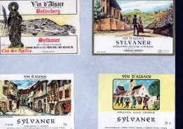 ALSACE - Sylvaner X 4 -  ( Etiquette Légèrement Collée Sur Feuille D´expo.) - Gewurztraminer