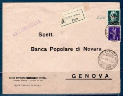 Italia / RSI / GNR --  1944 - Raccomandata Da ACqui Per Genova-- Affrancatura  15Cent + 1L. - Marcofilía