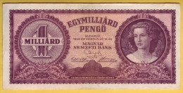 HONGRIE - Billet De 1 Milliard Pengö. 18-3-1946. Pick: 125. SUP - Hungary