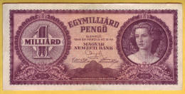 HONGRIE - Billet De 1 Milliard Pengö. 18-3-1946. Pick: 125. SUP - Hungría