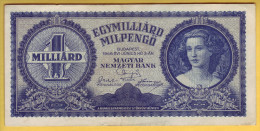 HONGRIE - Billet De 1 Milliard Milpengö. 3-6-1946. Pick: 131. SUP - Ungarn