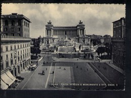 J864 Roma, Piazza Venezia E Monumento A Vittorio Emanuele -  Altare Della Patria - Auto Cars Voitures Bus Autobus - Altare Della Patria