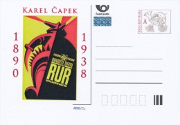 Czech Rep. / Postal Stat. (Pre2013/61) Karel Capek (1890-1938) Czech Writer; Play R.U.R. That Introduced The Word Robot - Informática
