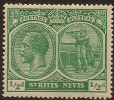 ST KITTS 1920 1/2d Columbus SG 24 HM #KV163 - St.Lucia (...-1978)