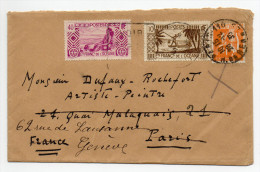 1933 - RARE ENVELOPPE De PAPEETE  (OCEANIE / TAHITI) Pour PARIS -> REEXPEDIEE Pour La SUISSE Avec TYPE PAIX - MIXTE - Storia Postale