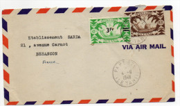 1948 - ENVELOPPE De PAPEETE (OCEANIE / TAHITI) Pour BESANCON - TP FRANCE LIBRE - Covers & Documents