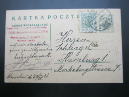 1921 ,  Warschau      , Karte - Storia Postale
