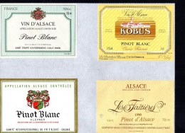 ALSACE - Pinot Blanc  X 4 -  ( Etiquette Légèrement Collée Sur Feuille D´expo.) - Gewurztraminer