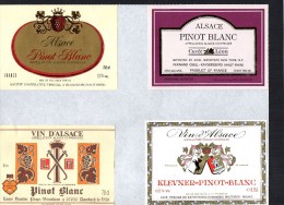 ALSACE - Pinot Blanc  X 4 -  ( Etiquette Légèrement Collée Sur Feuille D´expo.) - Gewurztraminer