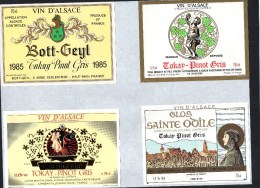 ALSACE - Pinot Gris  X 4 -  ( Etiquette Légèrement Collée Sur Feuille D´expo.) - Gewurztraminer