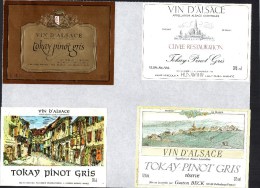 ALSACE - Pinot Gris  X 4 -  ( Etiquette Légèrement Collée Sur Feuille D´expo.) - Gewurztraminer